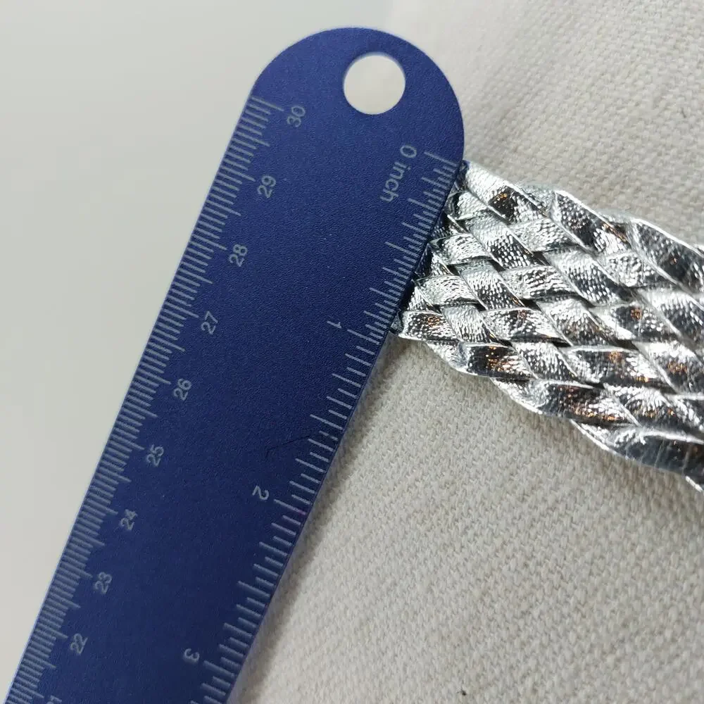 Vintage Womens Small Medium Silver Metallic Braided Belt Disco Festival